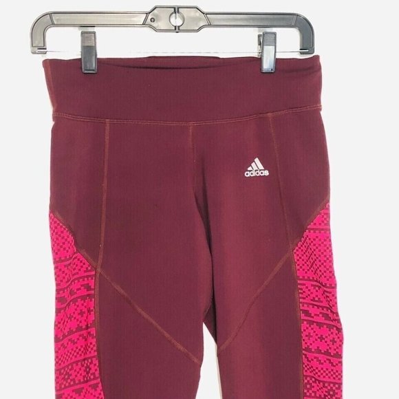 Adidas Pants Womens Adult Small Sweat Climawarm Maroon Activewear Athletic Pant - Picture 4 of 8